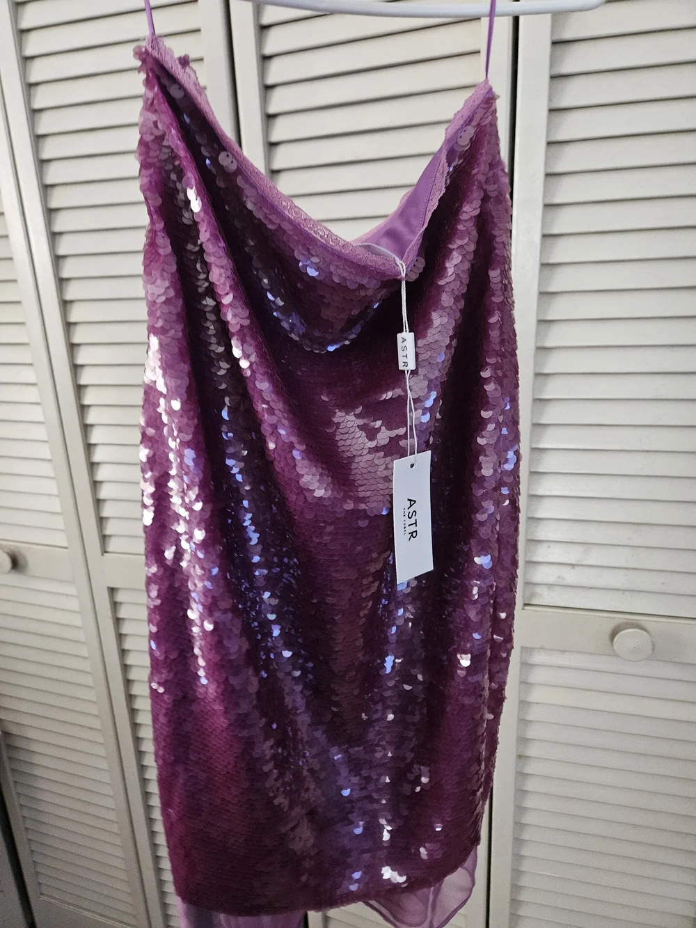 Astr Purple Sequin Midi Skirt